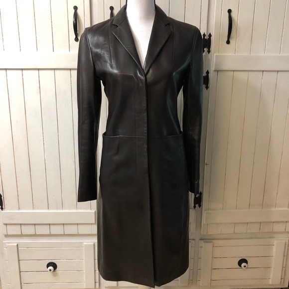 Hugo Boss Jackets & Blazers - Boss Brown Leather Coat Size 4